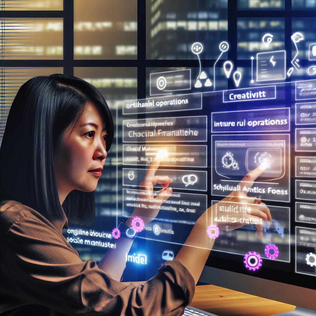 Woman looking at computers